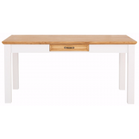 mesa 160x90 de jantar em madeira acabamento com toque acetinado em cera natural e branco lavado | Coleção England 